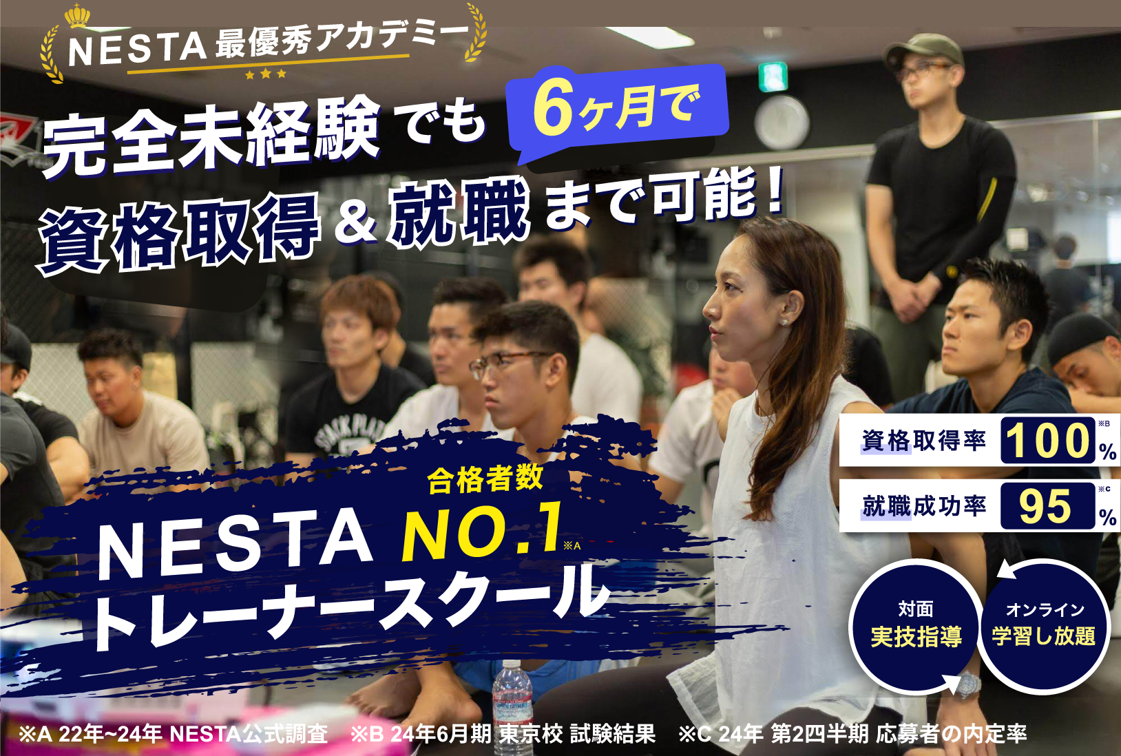 正式な国際資格認定アカデミーだから取得率100% 就職・独立実績No.1パーソナルトレーナースクール