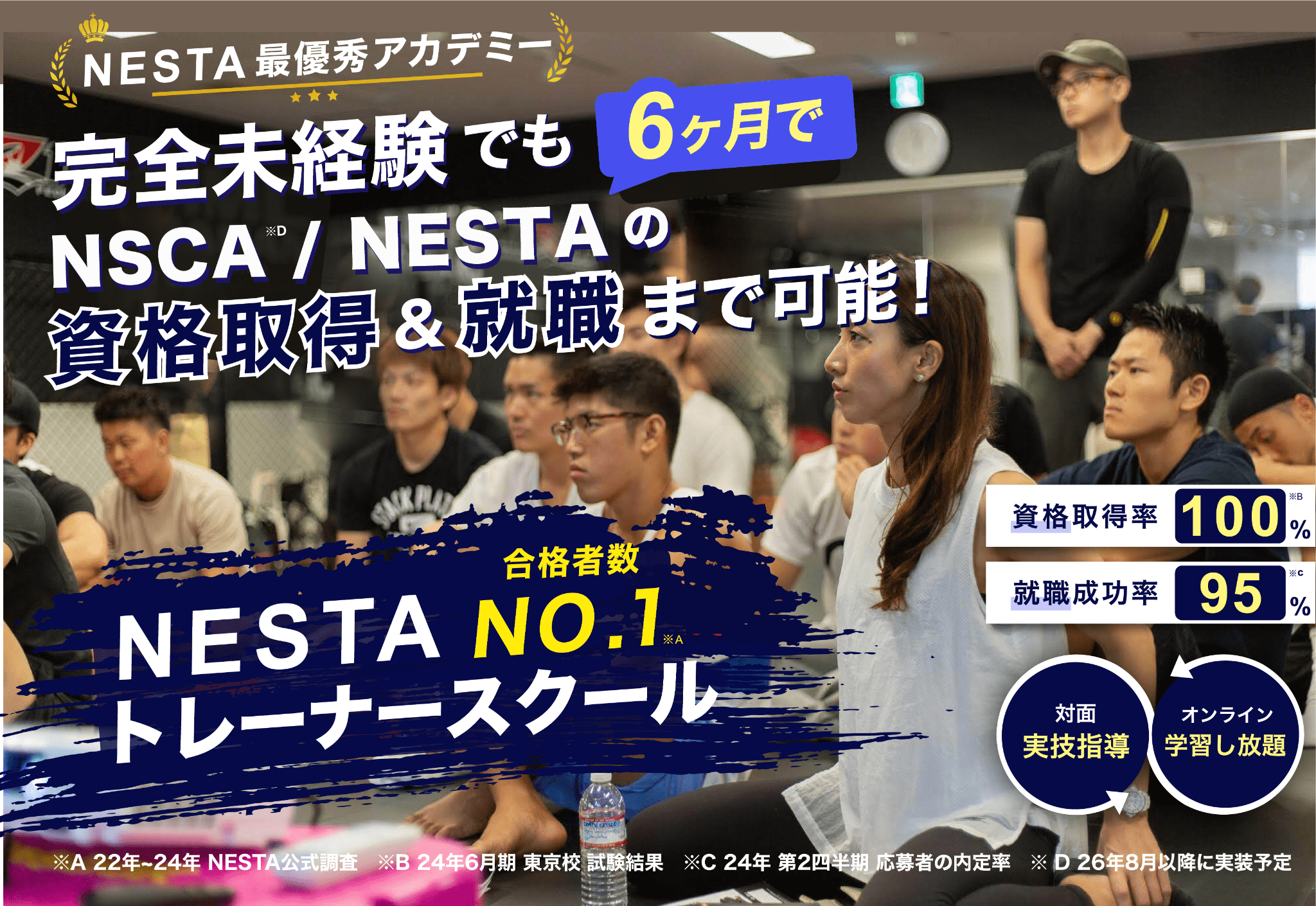 正式な国際資格認定アカデミーだから取得率100% 就職・独立実績No.1パーソナルトレーナースクール