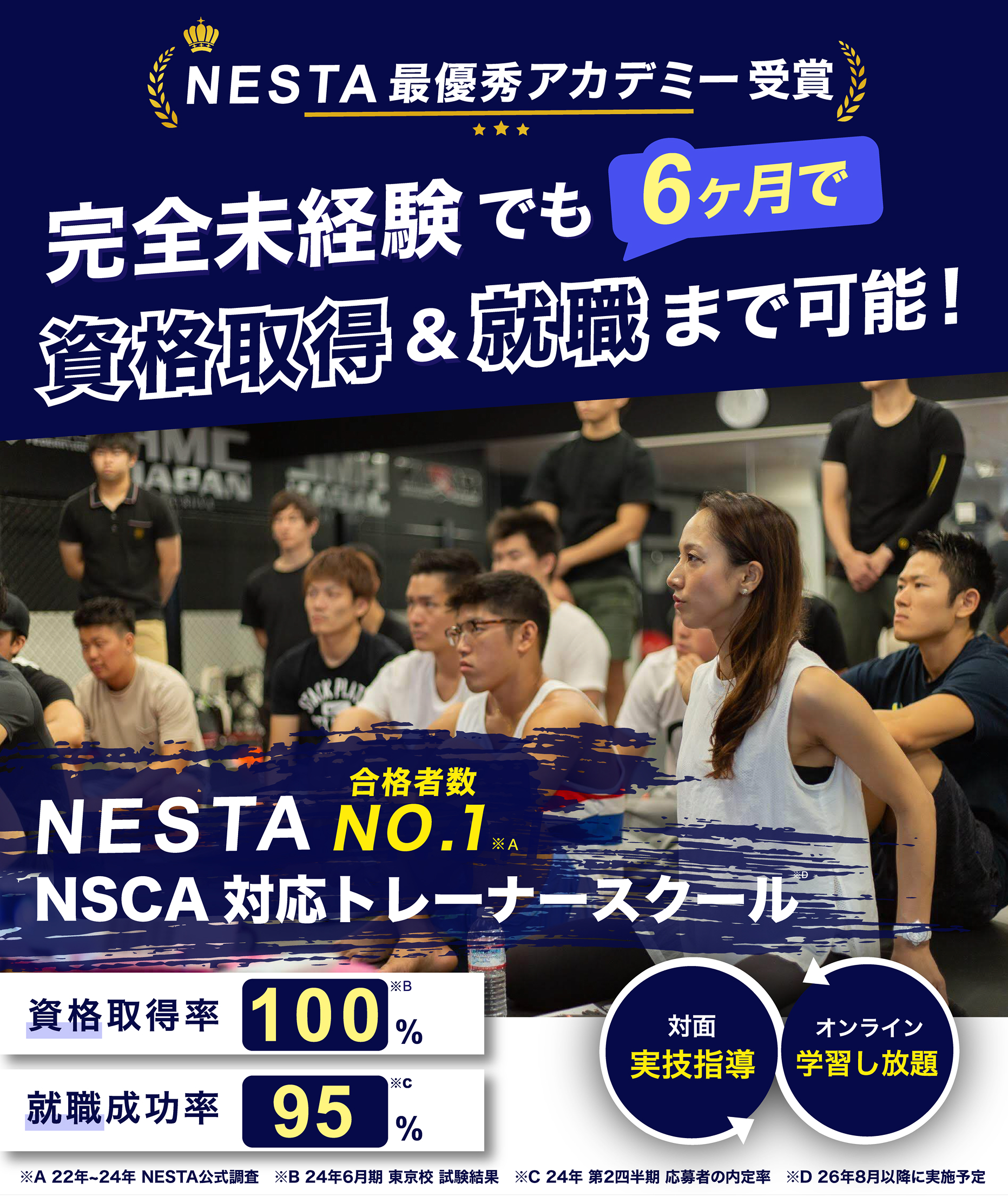 正式な国際資格認定アカデミーだから資格取得率100% 就職・独立実績No.1パーソナルトレーナースクール